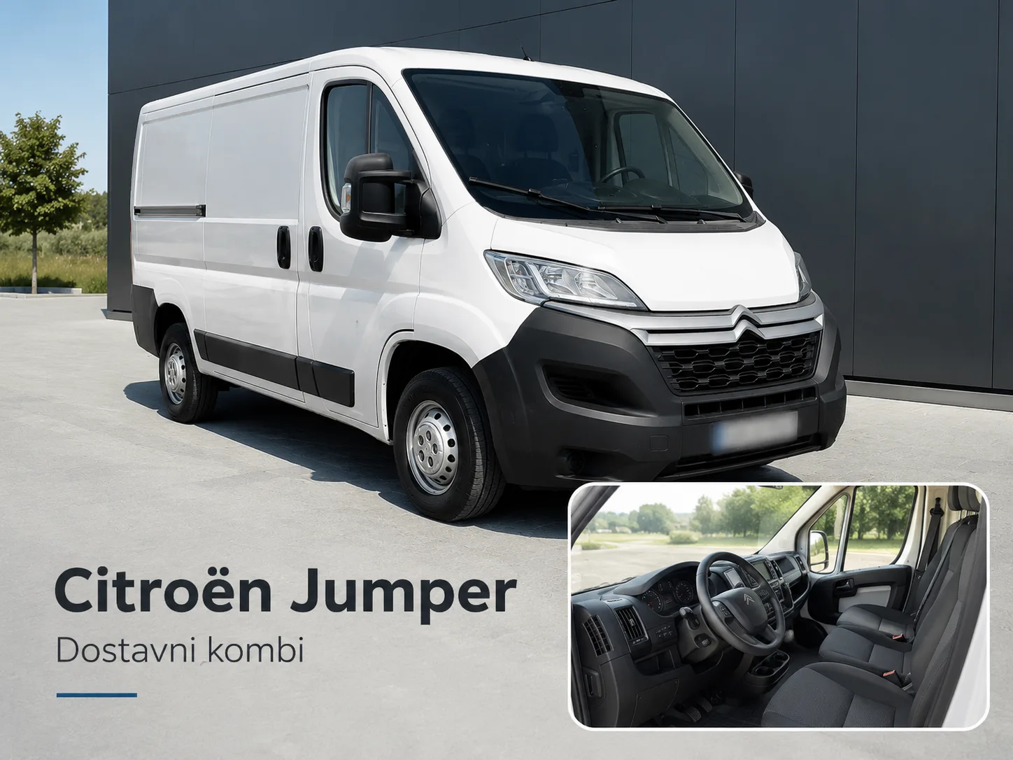 Citroën Jumper – bijeli komercijalni dostavni kombi za prijevoz robe, materijala i opreme, dostupan za najam bez vozača u Varaždinu