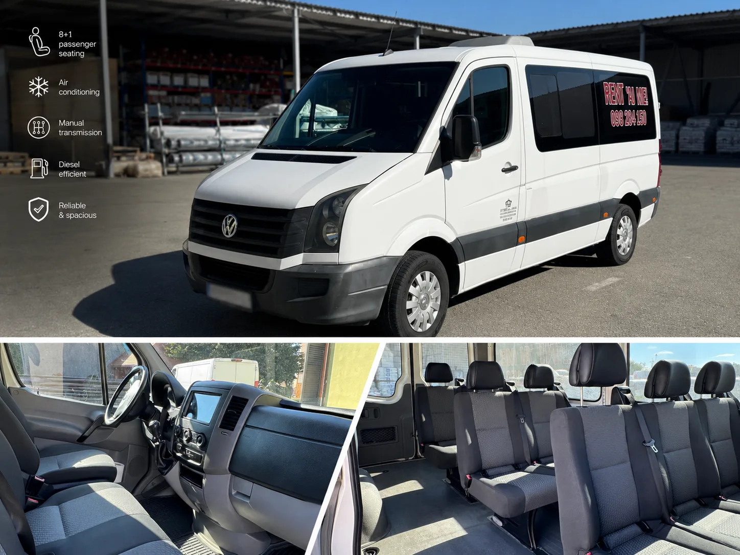 VW Crafter 8+1 putnički kombi – vanjski izgled, kokpit i sjedala